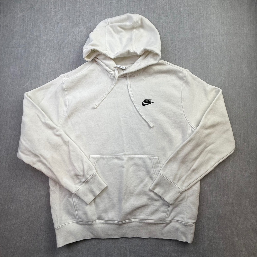 Nike Sportswear Club Fleece Hoodie Mens Medium Sail White Pullover BV2648-133‎